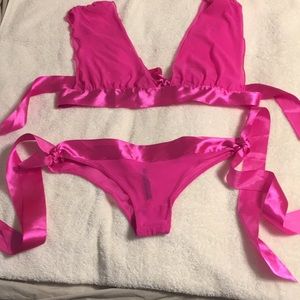 Hot Pink Tie Lingerie Set